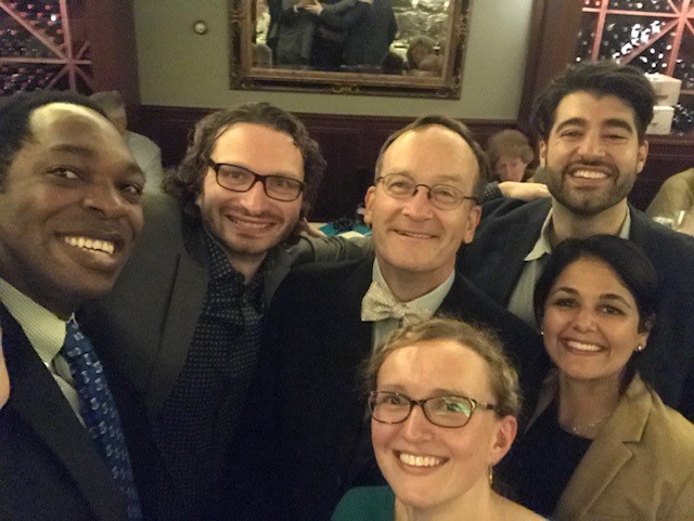 Left to right: Asishana Osho, MD, Seyed Alireza Rabi, MD, Uma Sachdeva, MD, Antonia Kreso, MD, and John Trahanas, MD. In the middle is Thoralf Sundt, MD, program director, chief of the Division of Cardiac Surgery Left to right: Asishana Osho, MD, Seyed Alireza Rabi, MD, Uma Sachdeva, MD, Antonia Kreso, MD, and John Trahanas, MD. In the middle is Thoralf Sundt, MD, program director, chief of the Division of Cardiac Surgery